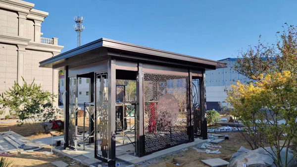 中式鋁合金涼亭安裝中